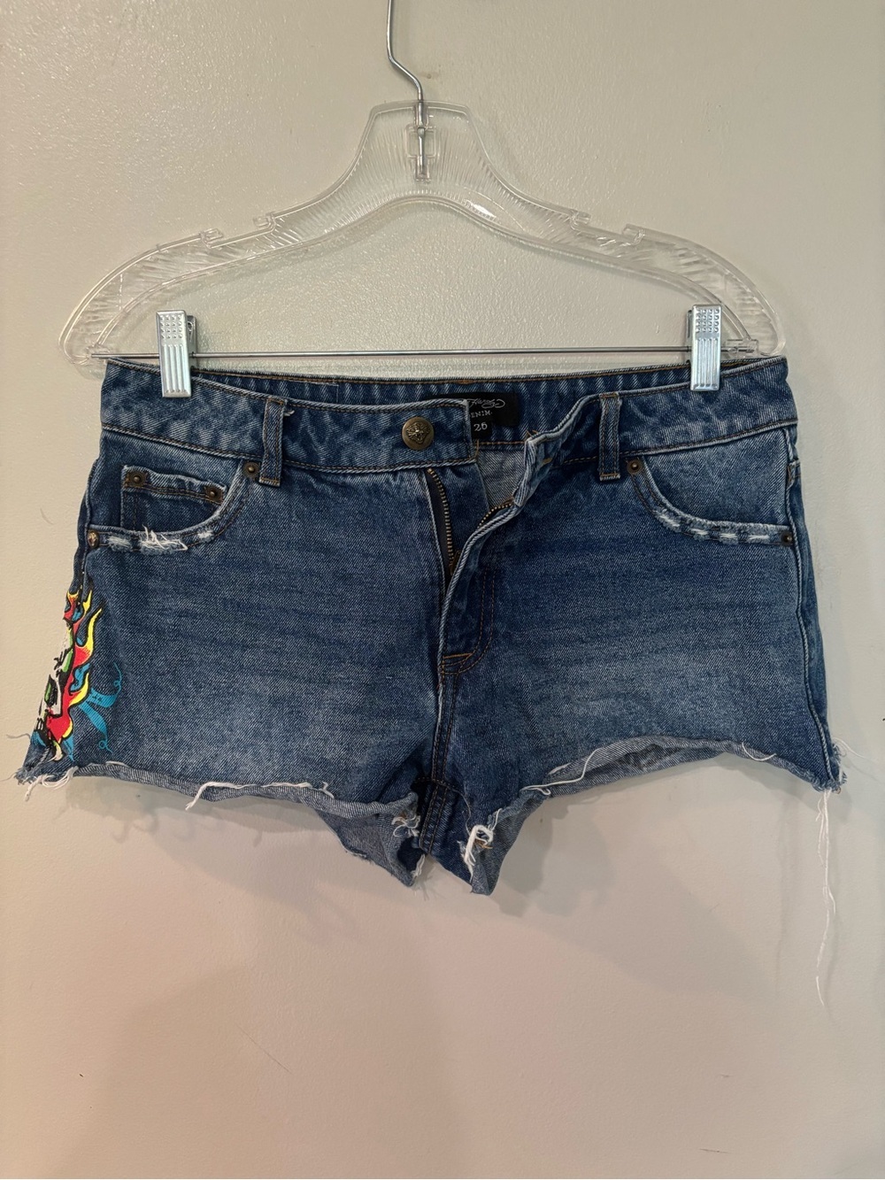 Ed Hardy Flame Skull Jean Shorts Women’s Size 26